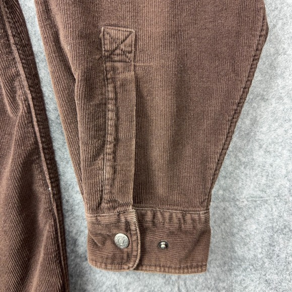 VTG LL Bean Corduroy Shirt Jac Mens Medium Brown Snap Fleece Lined Work Shacket - Picture 7 of 13
